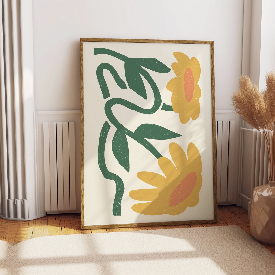 Yellow Flower Botanical Art Minimalist Floral Wall Decor Poster