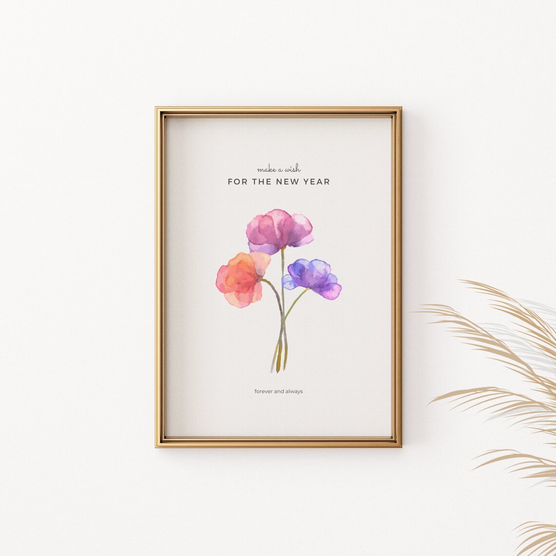 Make A Wish New Year Watercolor Floral Poster Forever And Always Art