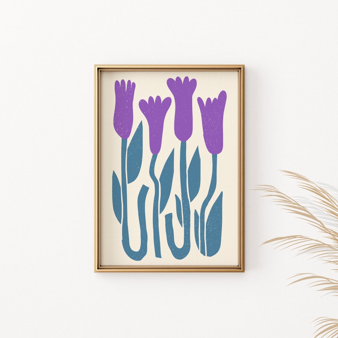 Purple Tulip Botanical Art Modern Minimalist Floral Wall Decor Poster - Image 2