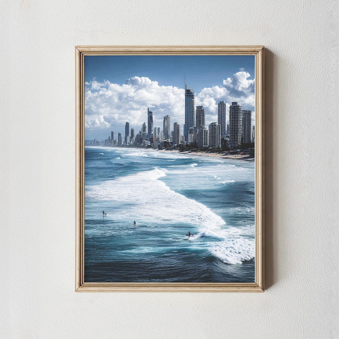 Gold Coast Australia Surfers Paradise Skyline Surf Photography Poster