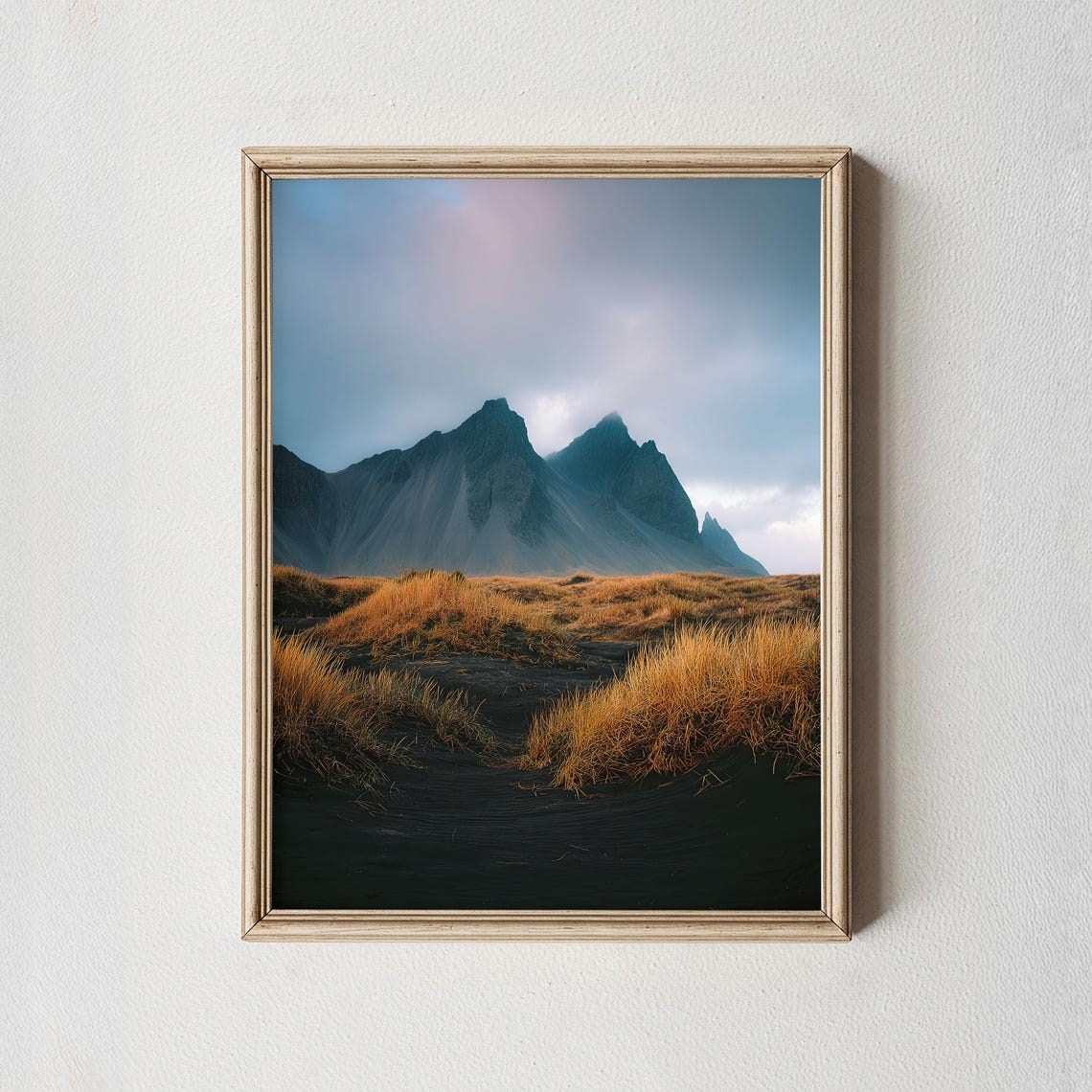 Iceland Vestrahorn Mountain Moody Nordic Black Sand Dunes Poster