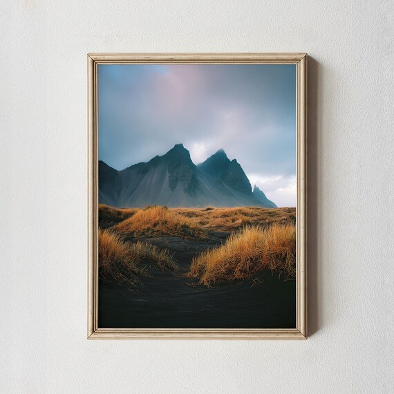 Iceland Vestrahorn Mountain Print Moody Nordic Landscape Photography