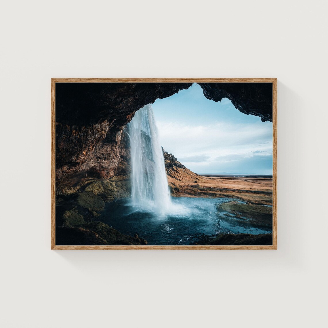 Seljalandsfoss Waterfall Cave View Iceland Landscape Photo Poster