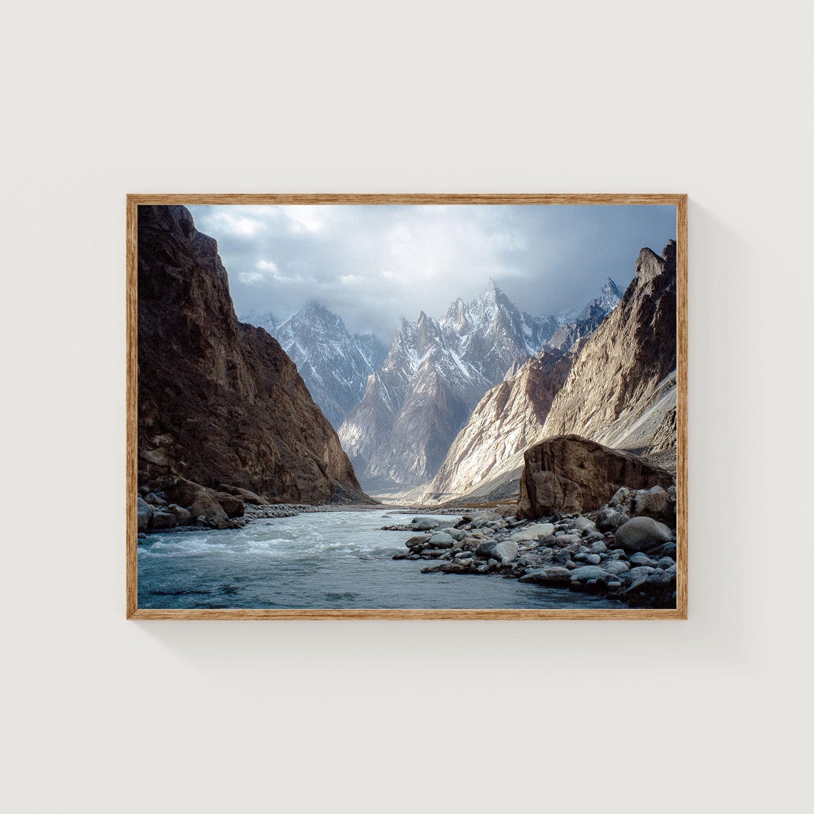 Jagged Granite Peaks Above Wild River Gorge Dramatic Mountain Poster