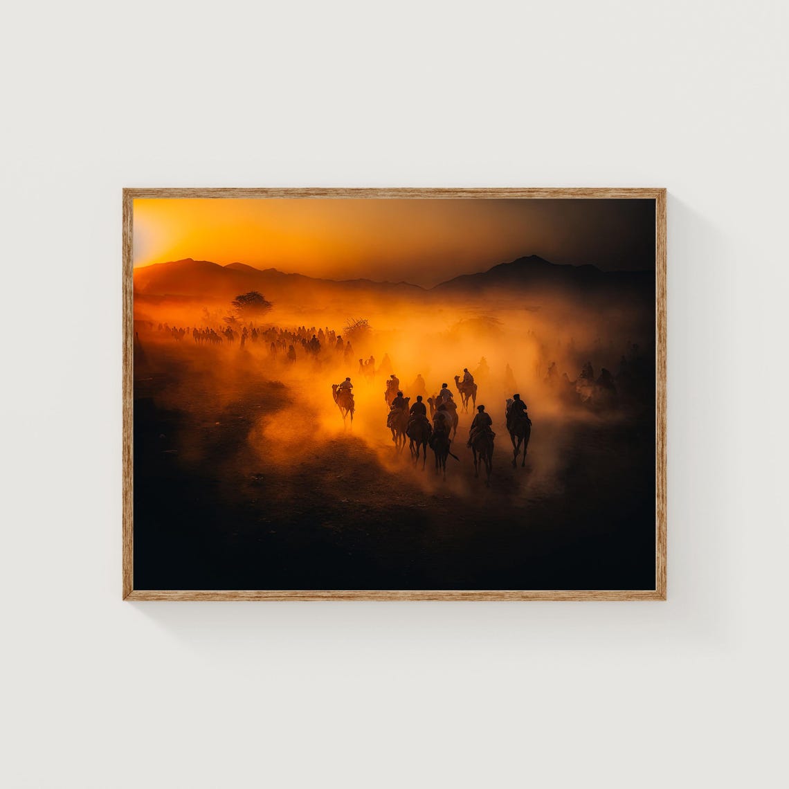 Pushkar Camel Fair Sunrise Dust Camel Riders India Photo Print