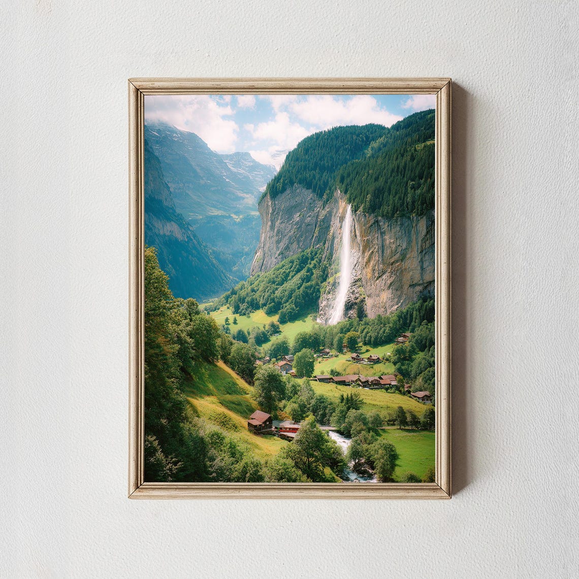 Lauterbrunnen Waterfall Valley Swiss Alps Landscape Photo Poster