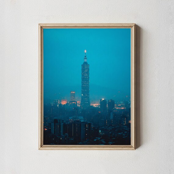 Taipei 101 Blue Hour Cityscape Photography Print