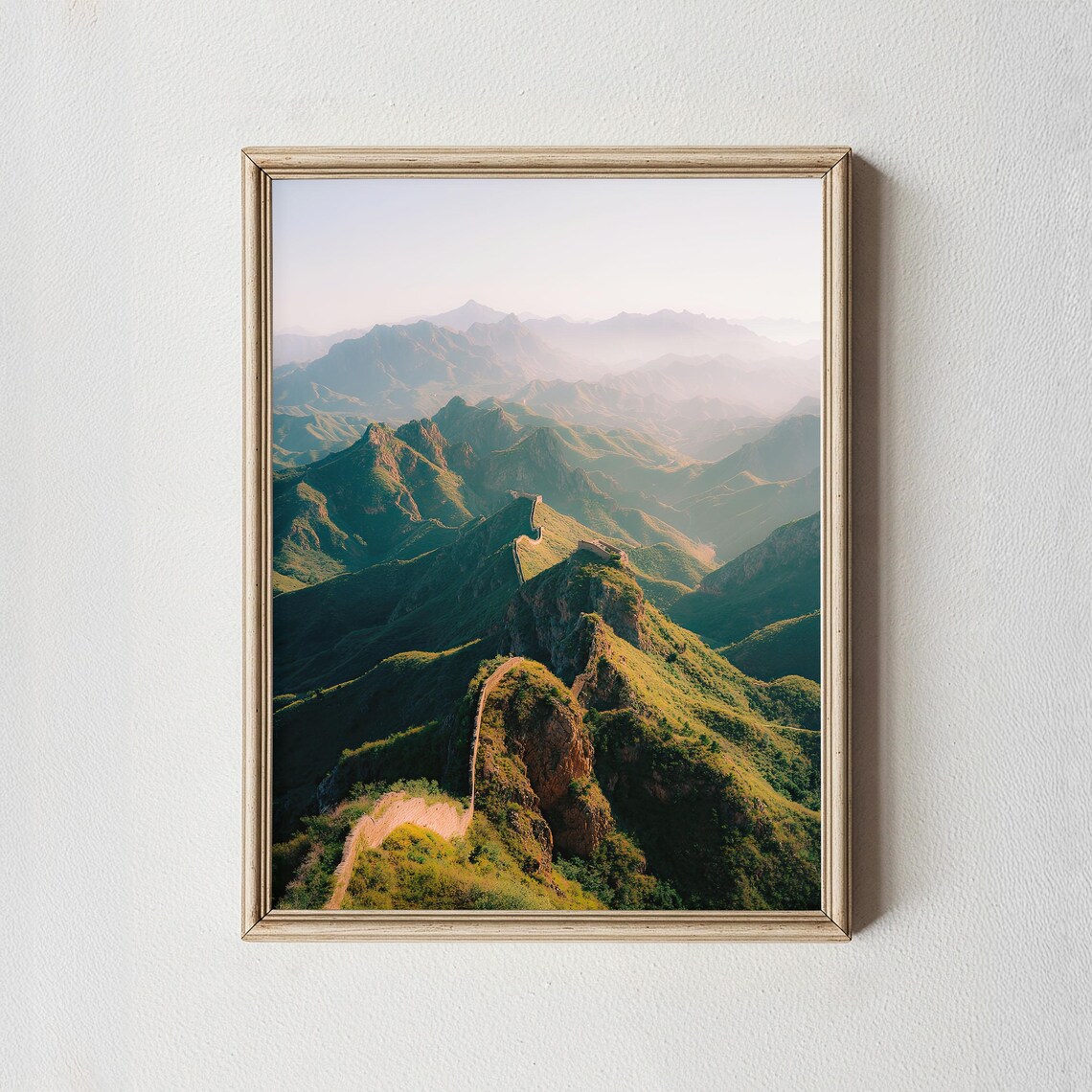 Great Wall Of China Misty Green Mountain Ridges Landscape Poster