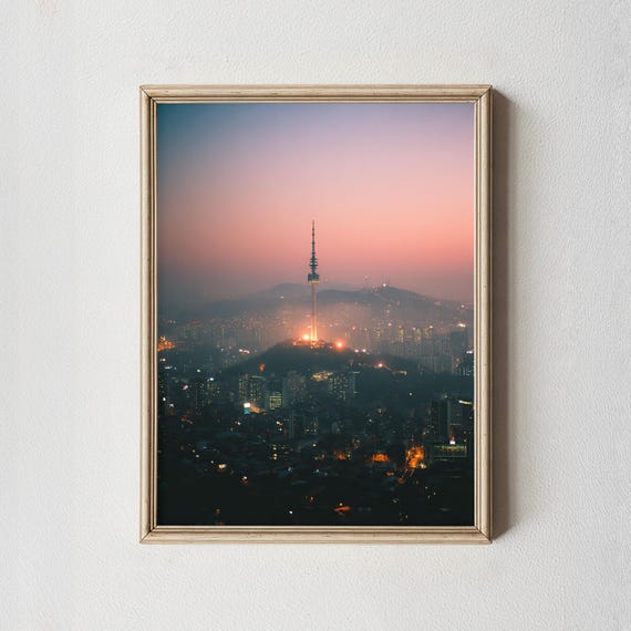 Seoul Nightscape Print Namsan Tower Korea City Skyline