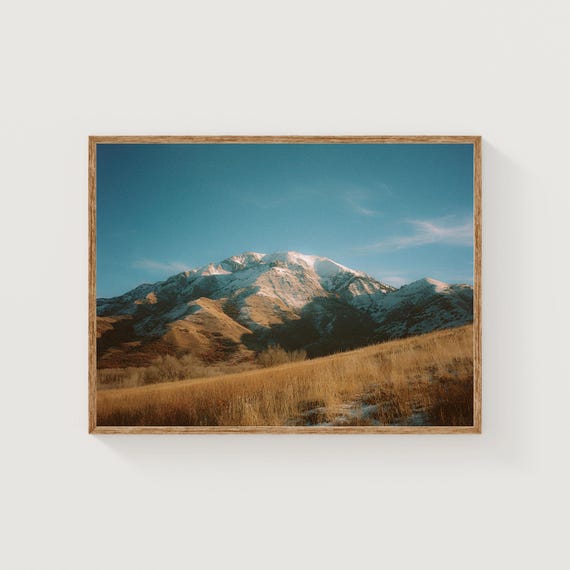 Snowy Mountain Peak Print Golden Field Fine Art Photography