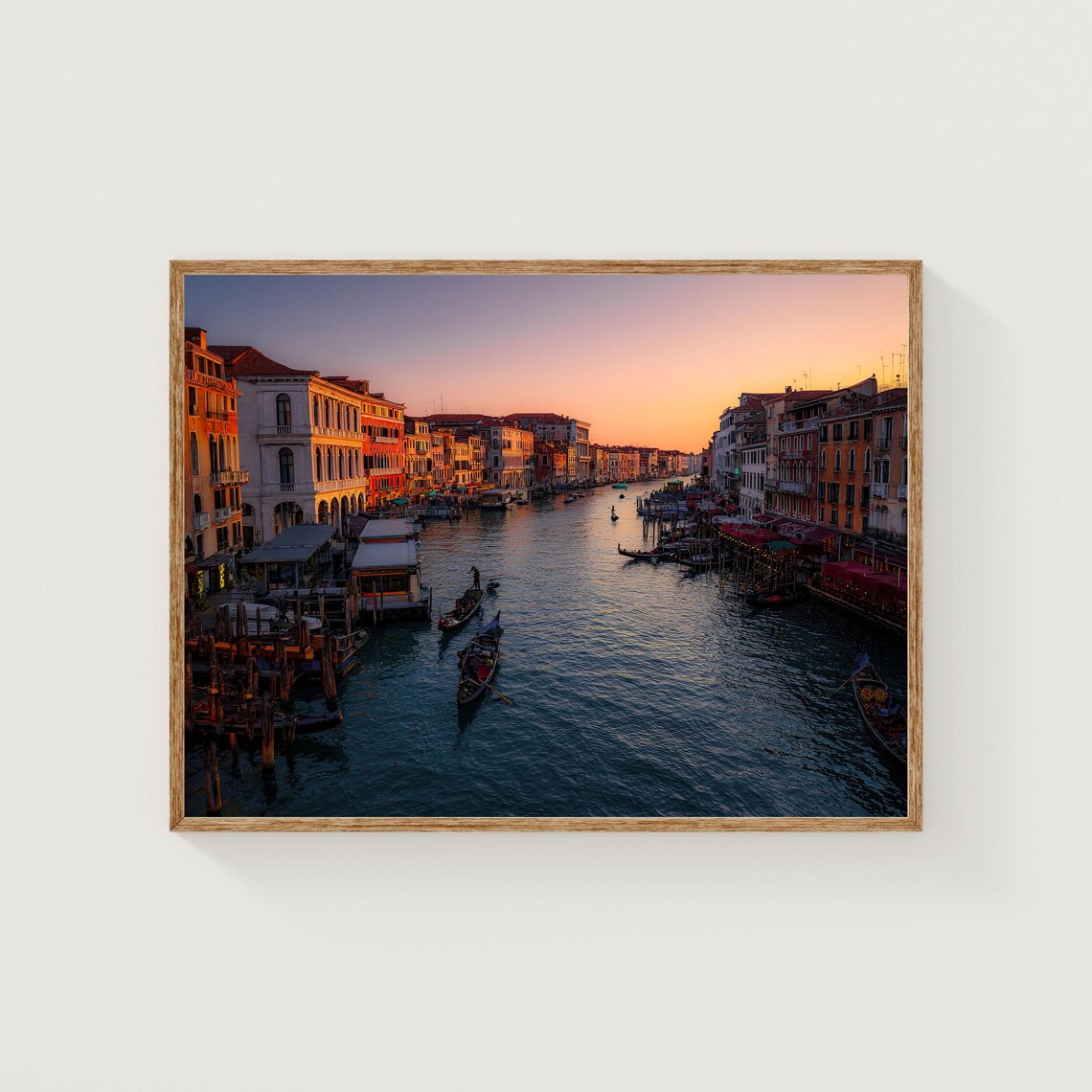 Venice Italy Grand Canal Sunset Gondolas Fine Art Photography Poster