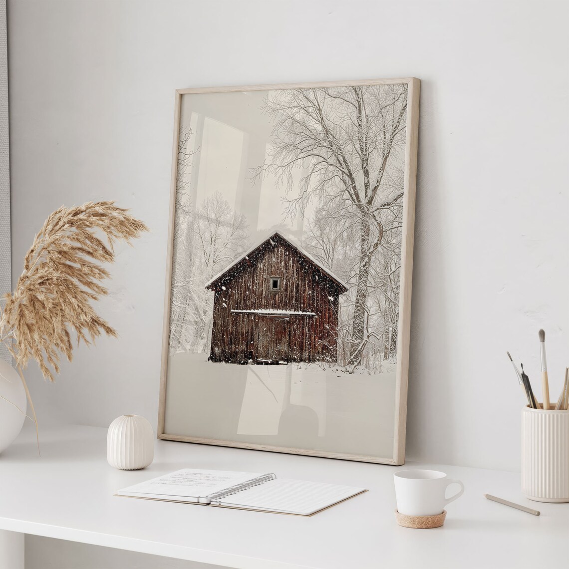 Cabin In The Snow Poster, Winter Forest Scene - Image 2
