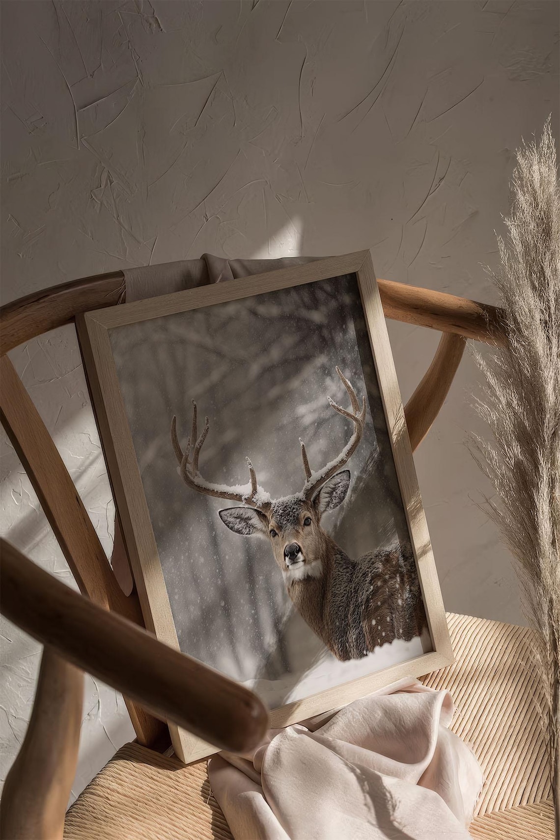 Deer In Winter Poster, Snowy Forest Wildlife - Image 2