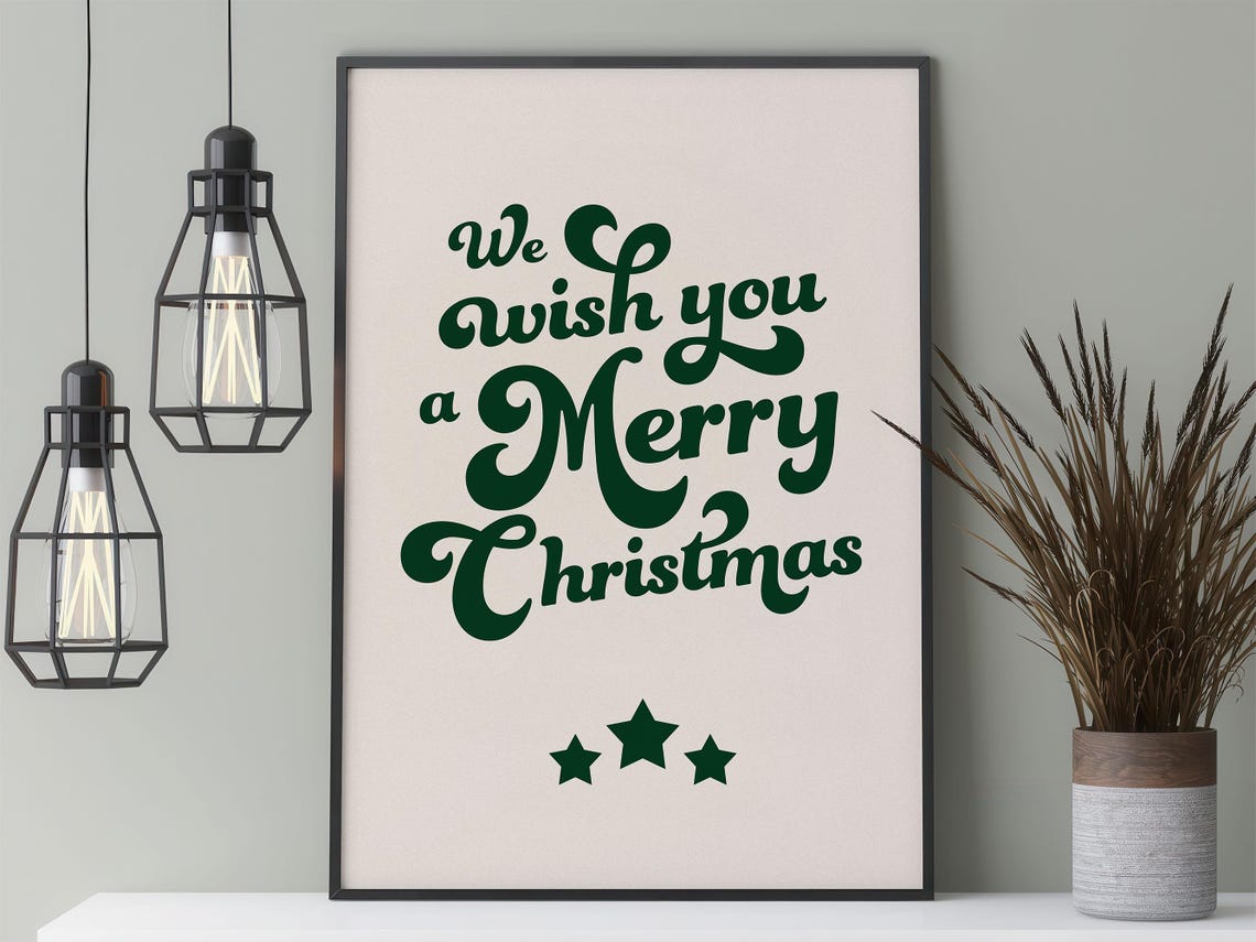 We Wish You a Merry Christmas Retro Script Holiday Art Print - Image 3