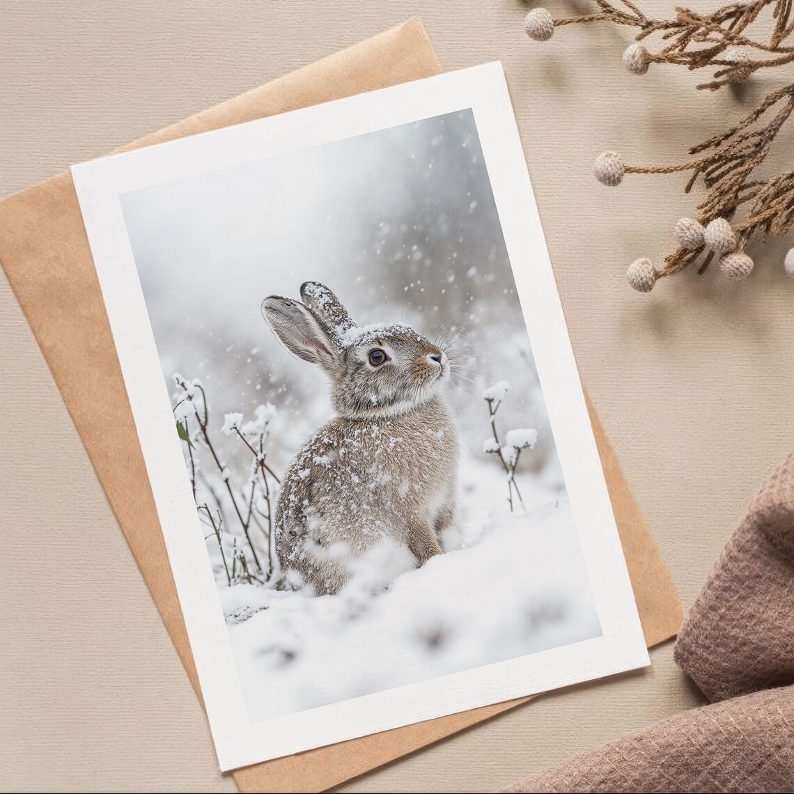 Rabbit In Winter Poster, Winter Nature Photography