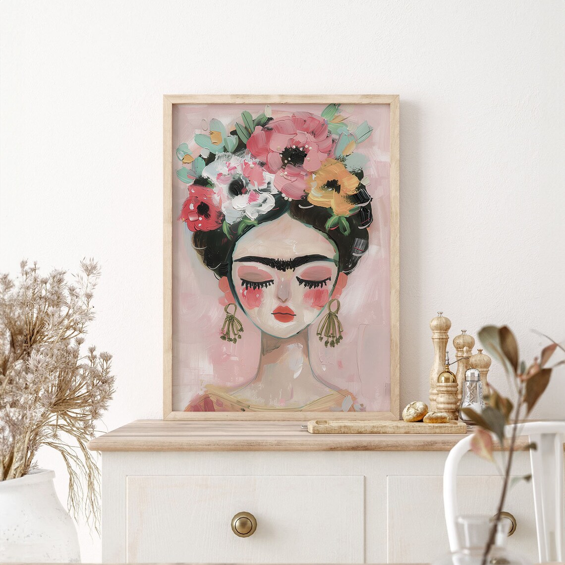 Frida Kahlo Abstract Portrait Boho Art Print - Image 2