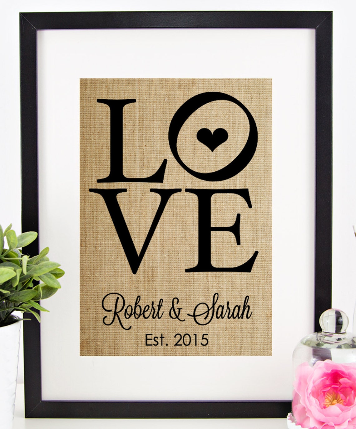 Personalized Wedding Gift For Couple Burlap Print Love Sign Bride And Groom Names Unique Wedding Gift Ideas Gift For Bride