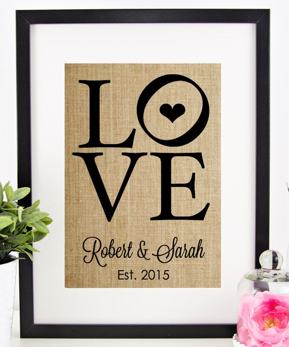 Personalized Wedding Gift For Couple Burlap Print Love Sign Bride And Groom Names Unique Wedding Gift Ideas Gift For Bride