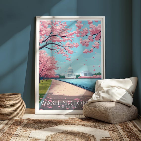 Washington DC Cherry Blossom Travel Poster