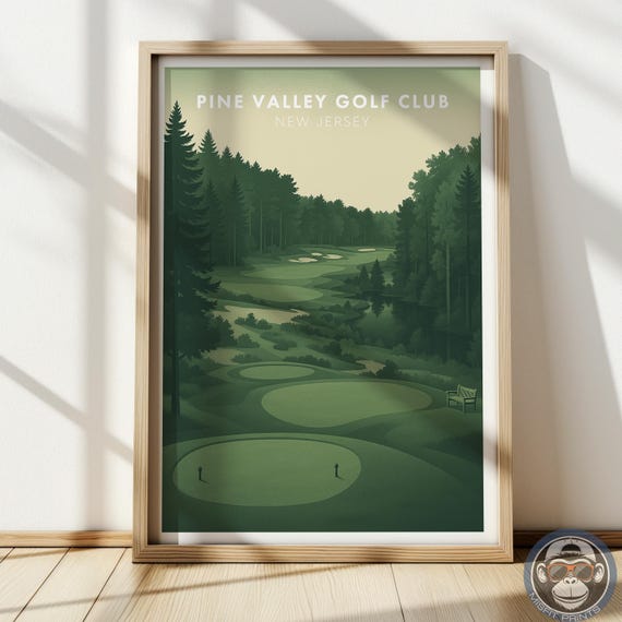 Pine Valley Golf Course Print Vintage Style Art
