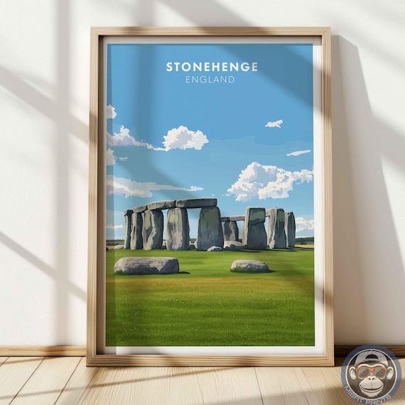 Stonehenge England Ancient Stone Circle Green Field Travel Poster