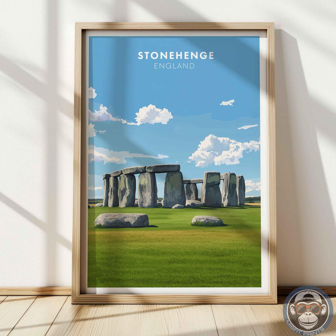 Stonehenge England Ancient Stone Circle Green Field Travel Poster