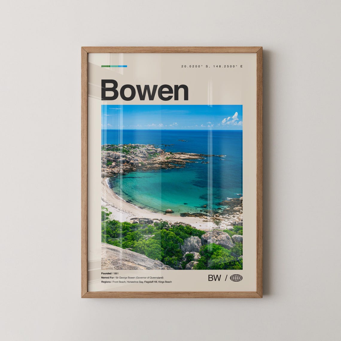Bowen Print Wall Art Poster Photo Dcor Map Australia