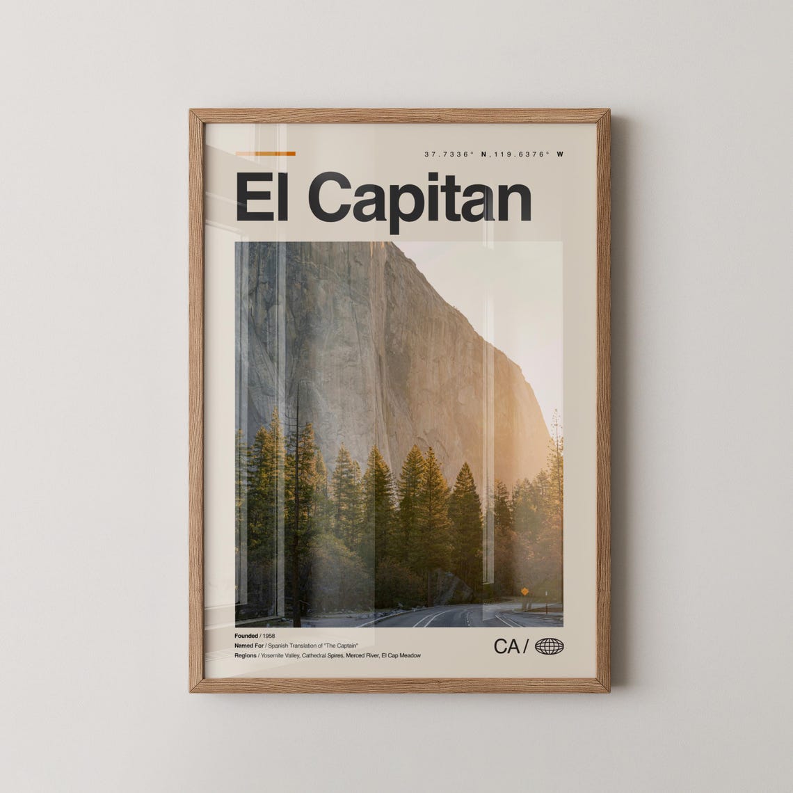 El Capitan Yosemite Granite Cliff Golden Light Travel Poster