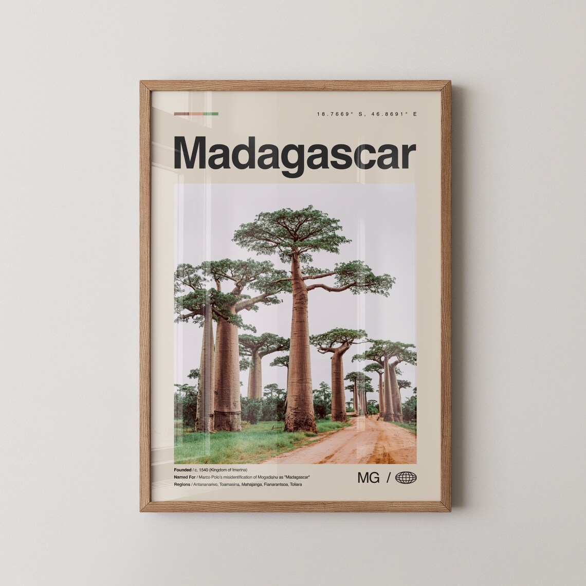 Madagascar Baobab Trees Avenue Golden Vintage Travel Photo Poster