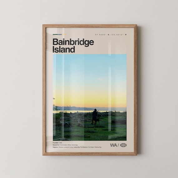 Bainbridge Island Washington Photo Print Sunset Beach Dog Silhouette
