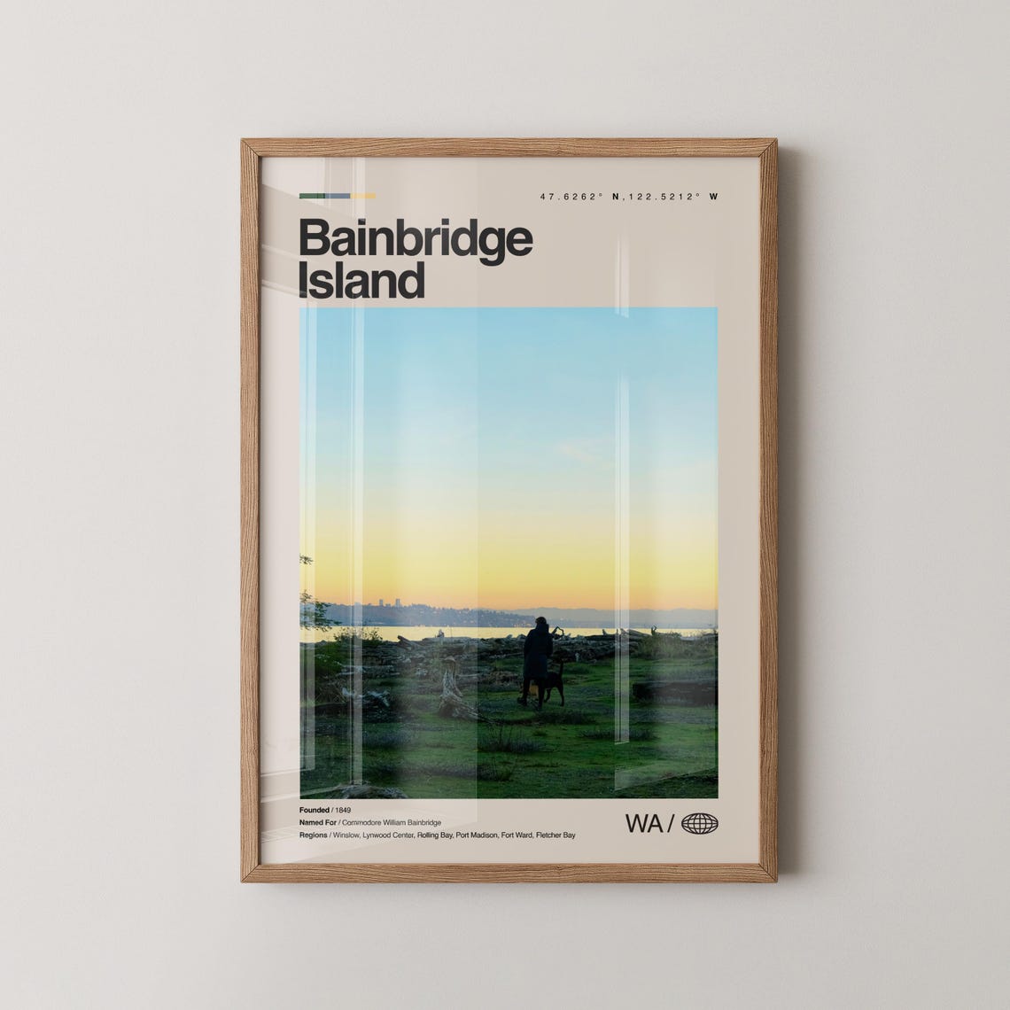 Bainbridge Island Washington Photo Print Sunset Beach Dog Silhouette