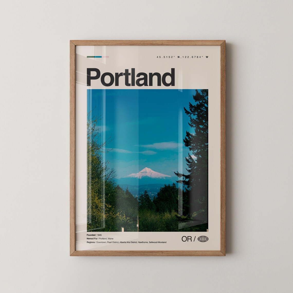 Portland Oregon Travel Poster, Mid-Century Map