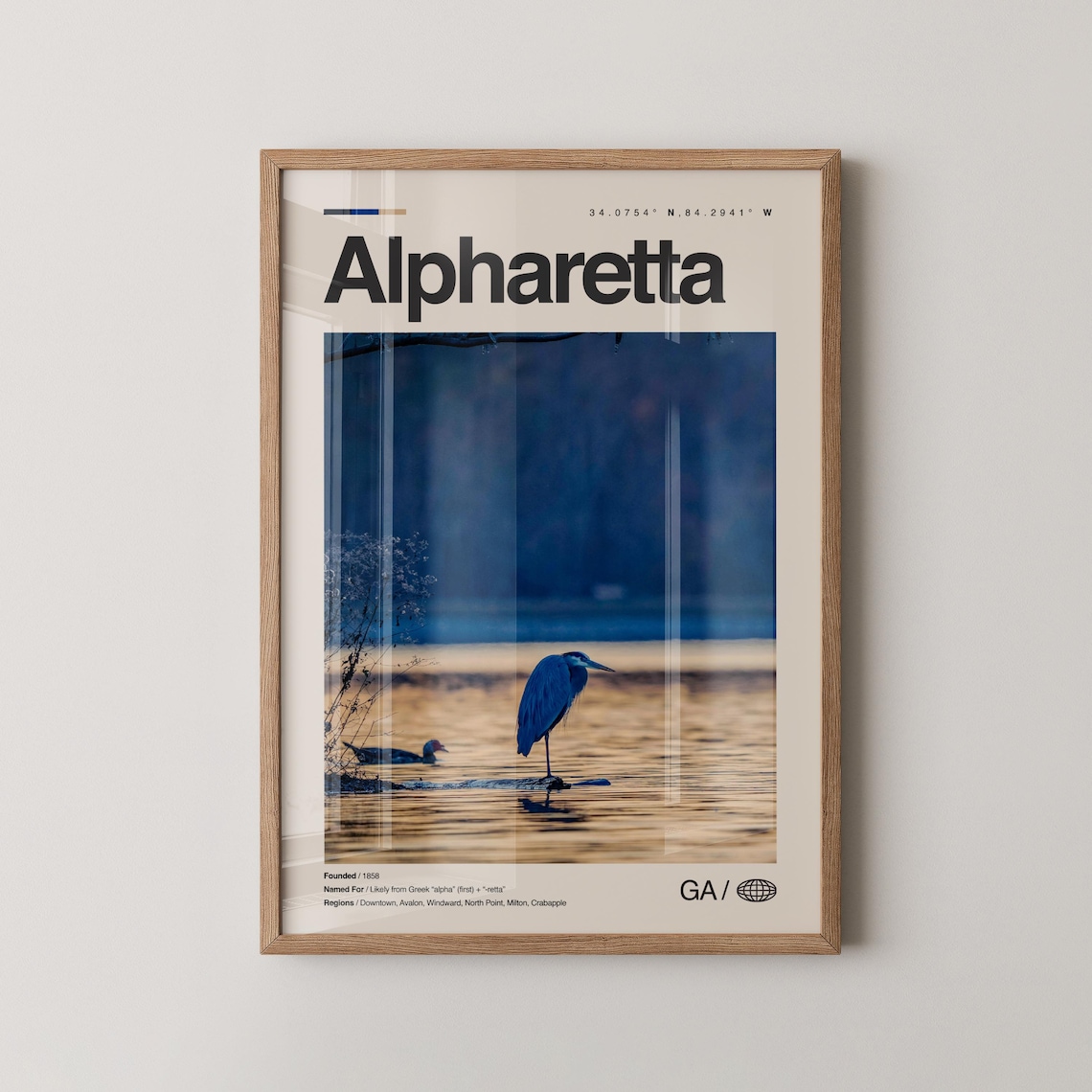 Alpharetta Print Wall Art Poster Photo Dcor Map Georgia