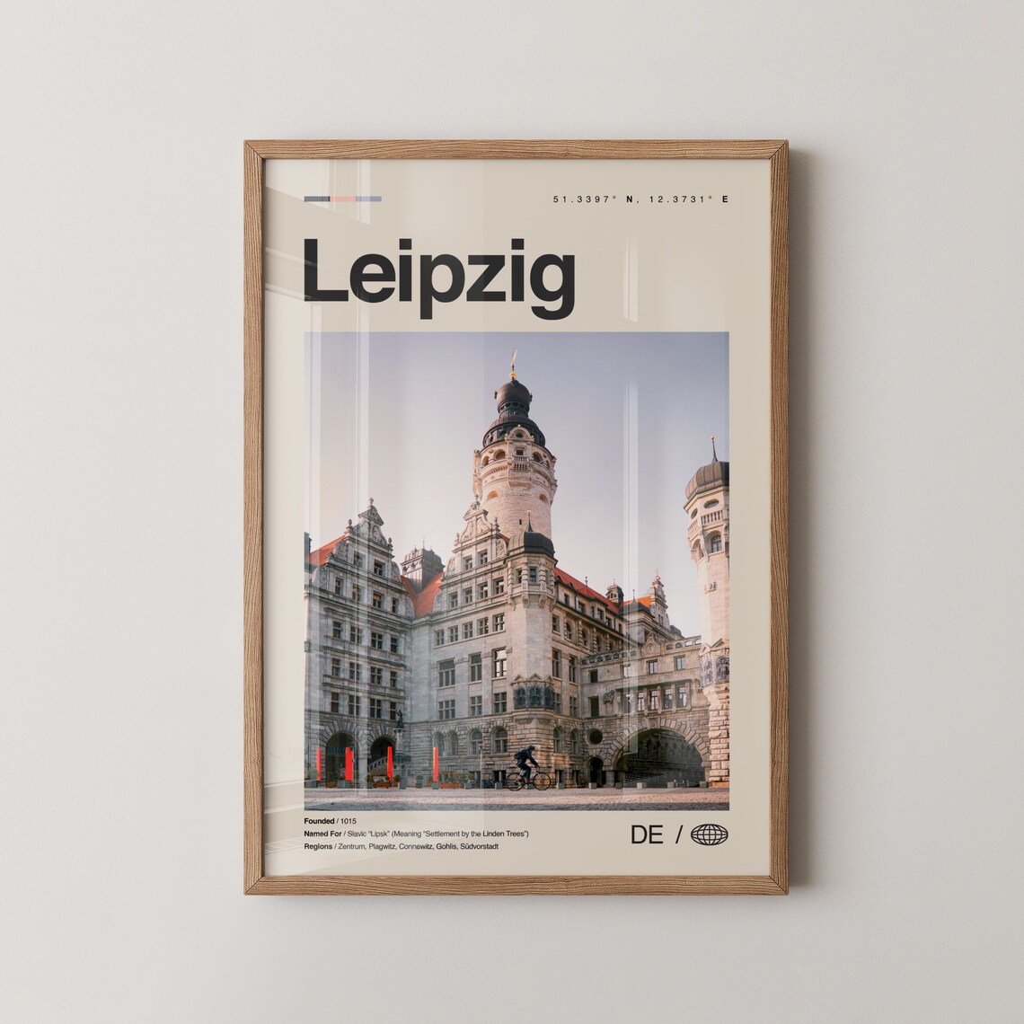 Leipzig Germany Modern Travel Poster Historic New Town Hall Photo