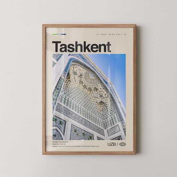 Tashkent Uzbekistan Ornate Blue Tiled Archway Photo Travel Poster