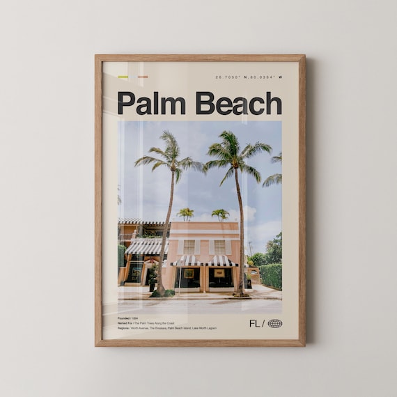 Palm Beach Florida Worth Avenue Palms Minimalist Travel Poster