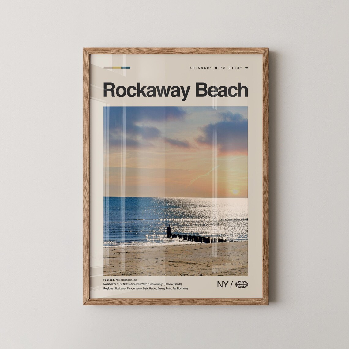 Rockaway Beach New York Travel Poster Sunset Ocean Boardwalk Surf Photo