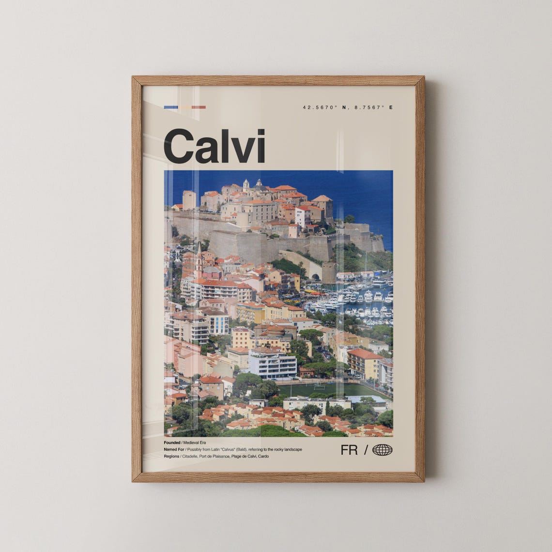 Calvi Corsica France Minimalist Travel Poster With Coordinates