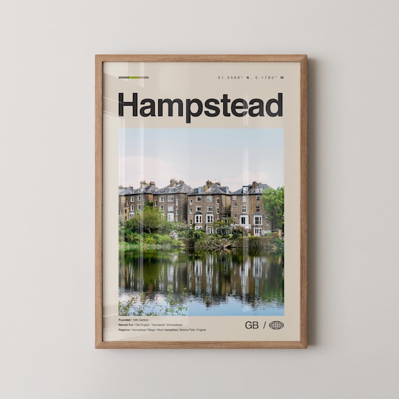 Hampstead Print Wall Art Poster Photo Dcor Map London England