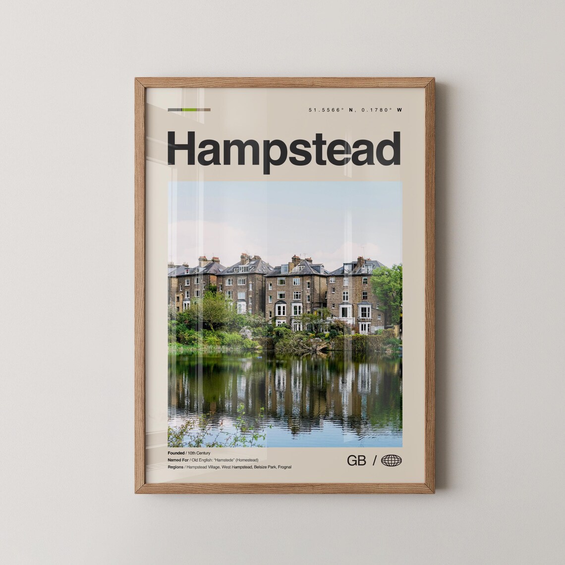 Hampstead Print Wall Art Poster Photo Dcor Map London England