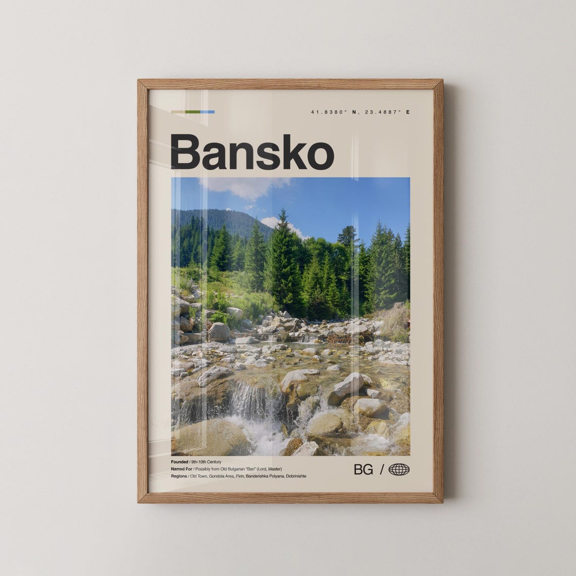 Bansko Bulgaria Mountain Stream Pine Forest Nature Travel Poster