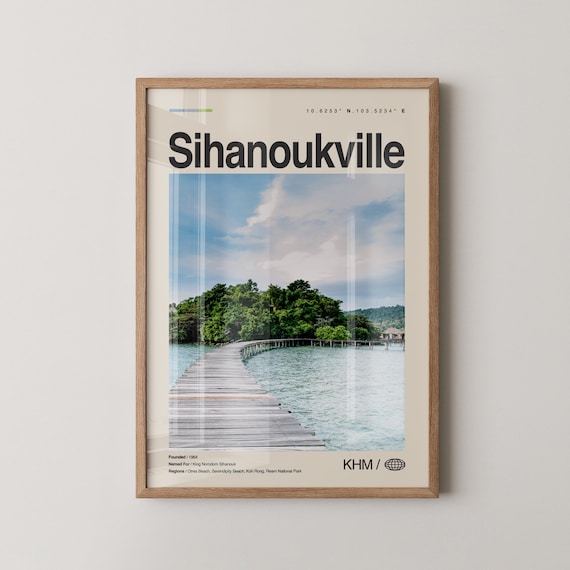 Sihanoukville Cambodia Wooden Pier Photography Travel Poster