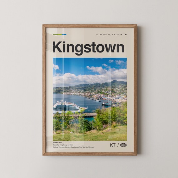 Kingstown Saint Vincent and the Grenadines Harbor Travel Poster
