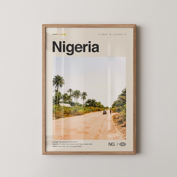 Nigeria Rural Palm Tree Dirt Road Minimalist Africa Photo Poster