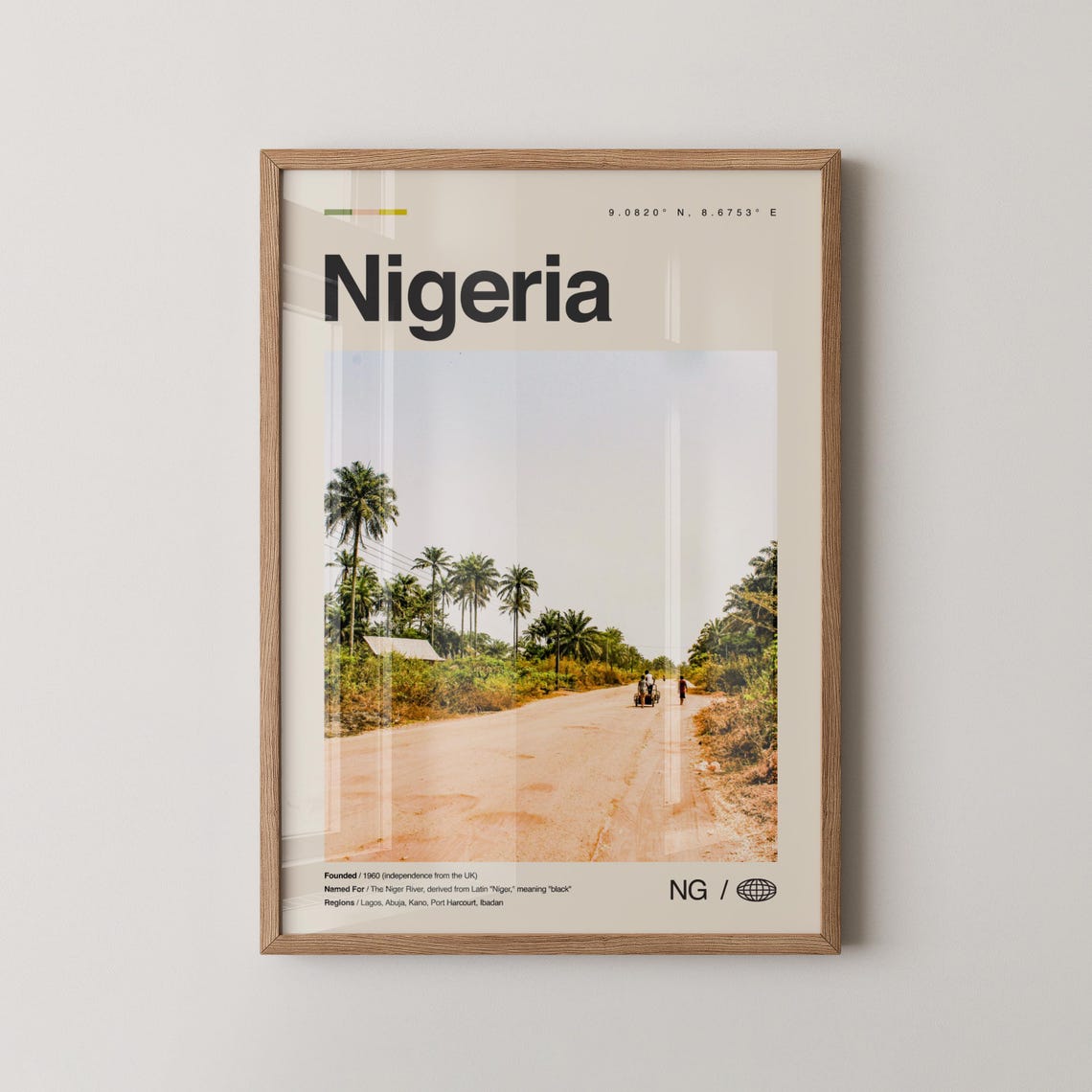 Nigeria Rural Palm Tree Dirt Road Minimalist Africa Photo Poster