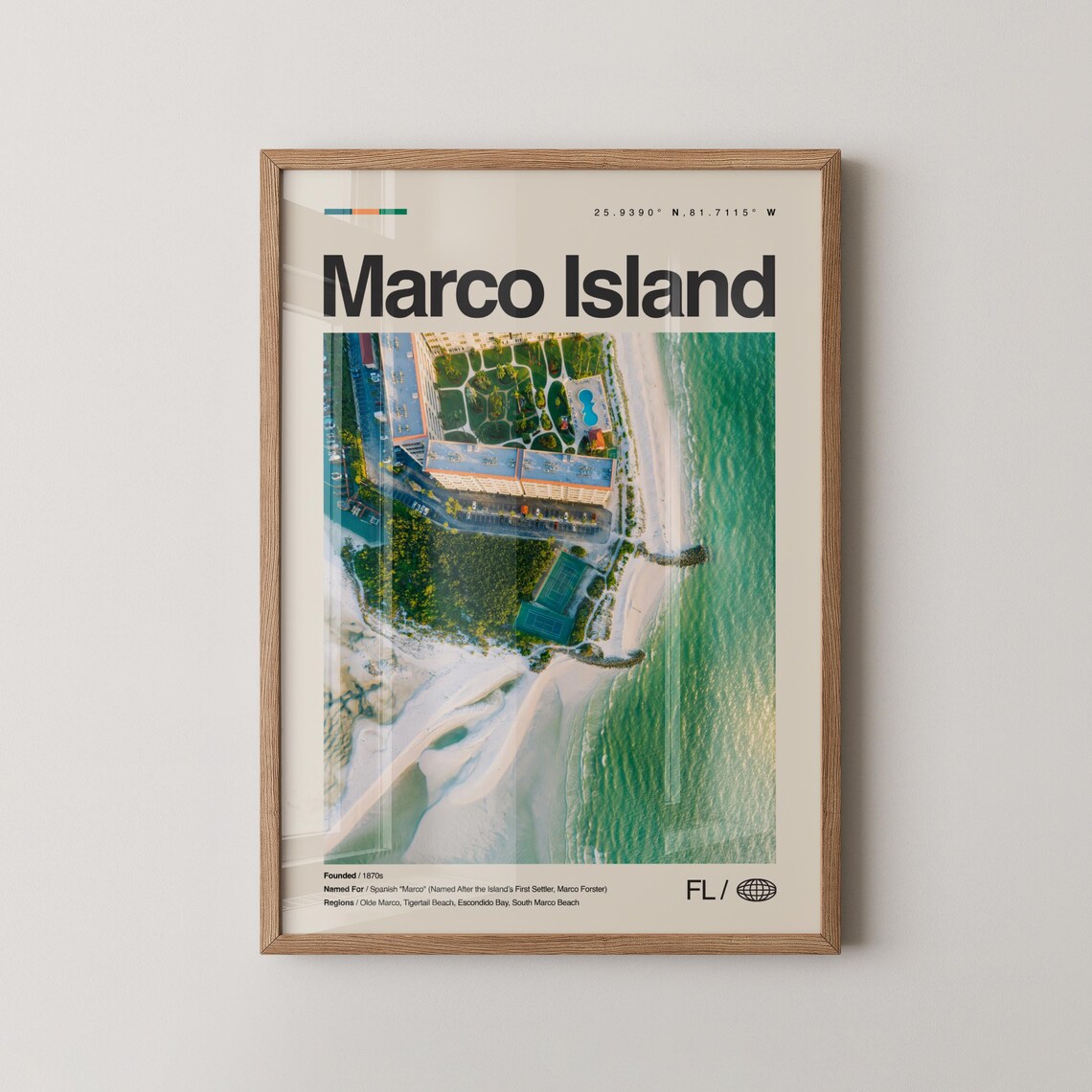 Marco Island Florida Aerial Gulf Beach Resort Photo Travel Poster