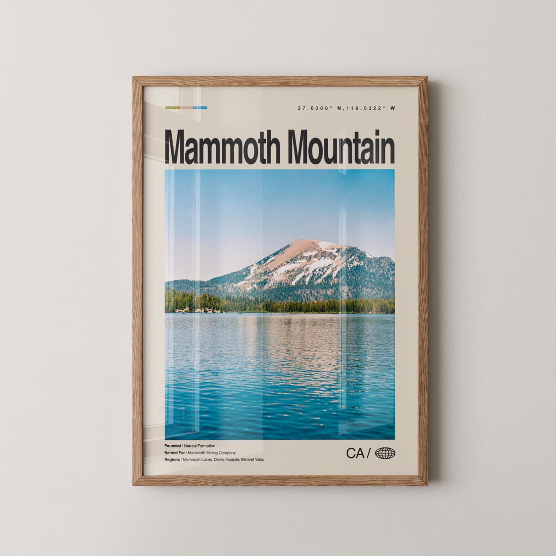 Mammoth Mountain Lake Reflection Alpine Peak California Travel Poster