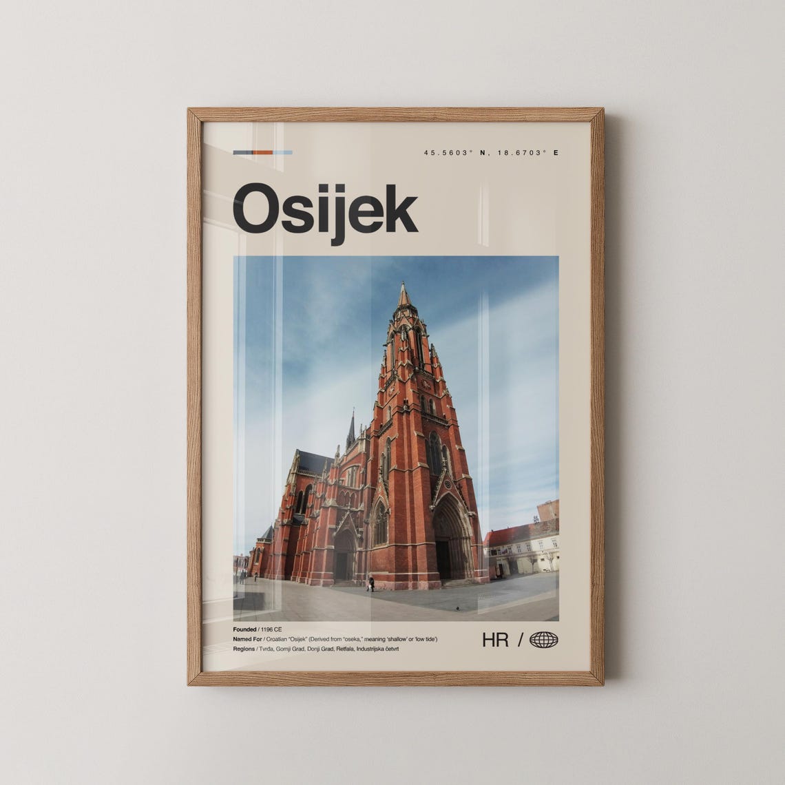 Osijek Print Wall Art Poster Photo Dcor Map Croatia