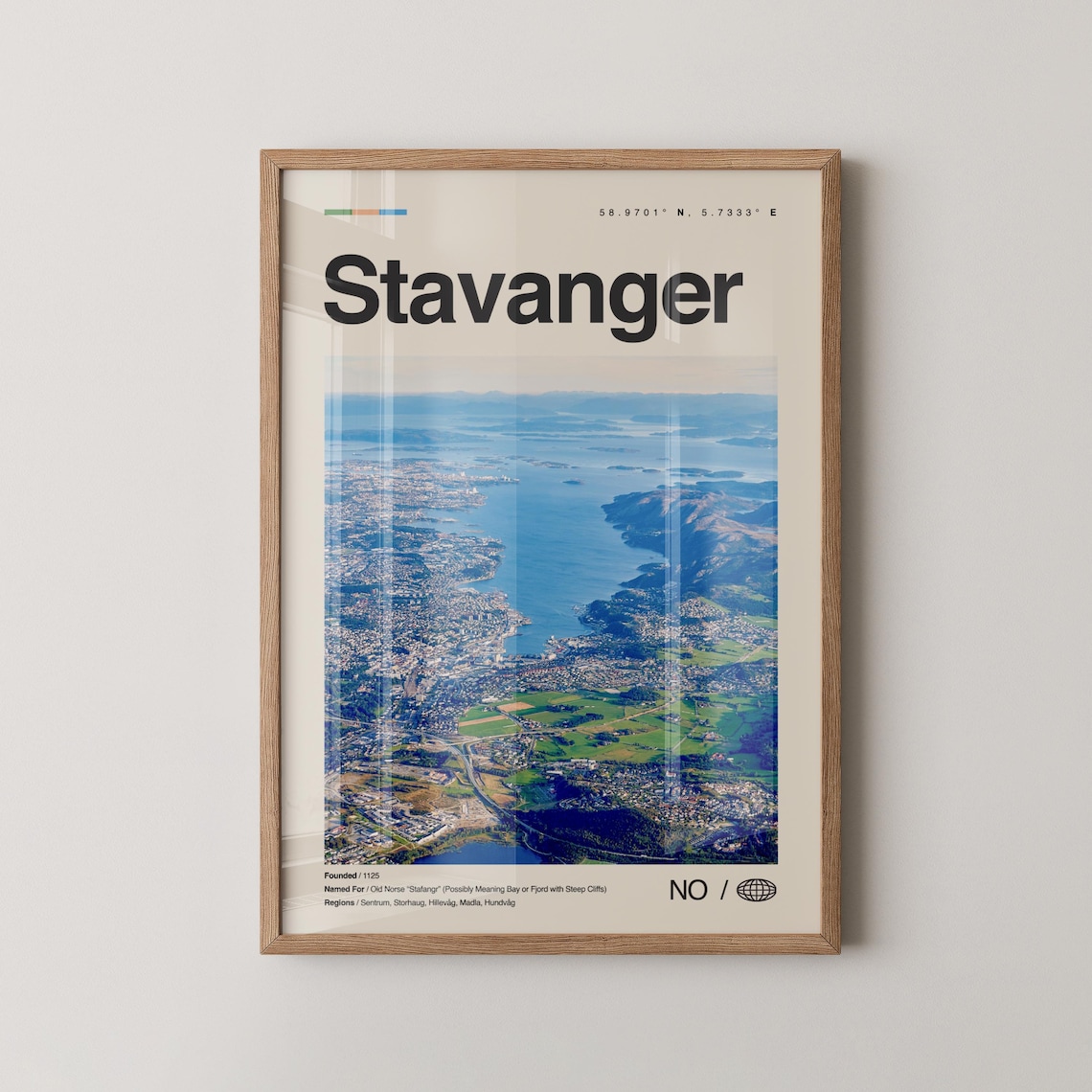 Stavanger Norway Fjord Harbor Aerial View Photo Travel Poster