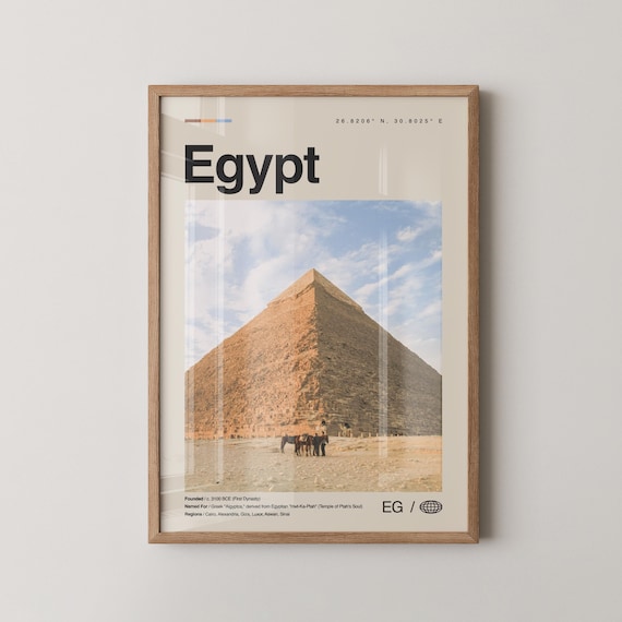 Egypt Great Pyramid Giza Desert Minimalist Photo Travel Poster